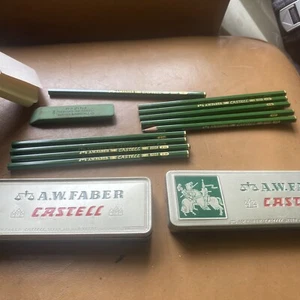 Bins 2 X A.W. Faber Castell Original Tin Boxes 22 X Unsharpened Pencils Germany - Foto 1 di 11