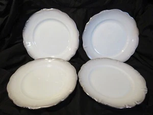(4) 10" Dinner Plate Platinum Baroque J HAVILAND White Gray w Silver Trim G2J - Picture 1 of 11