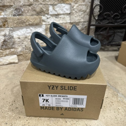 ADIDAS YEEZY SLIDE SLATE MARINE NEONATI ID2354 TAGLIA 7K "NUOVE CON SCATOLA"