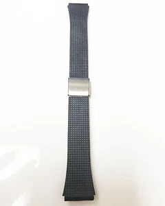 CORREA DE GOMA NEGRA GOMA/PLÁSTICO CORREA DE RELOJ CON HEBILLA DESLIZANTE DE ACERO INOXIDABLE - Imagen 1 de 6