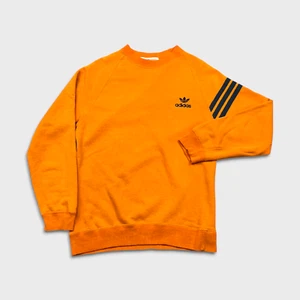 Vintage Adidas Sweatshirt Mens XS Orange 3 Stripe Trefoil Spell Out 80s Japanese - Picture 1 of 7