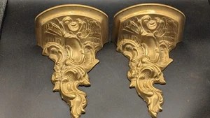 Pair Of Rococo Bronze Wall Consoles, Small Wall Shelfs, Wall Lights - Picture 1 of 20
