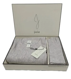Joie Womens 100% 2 Ply Cashmere Sweater And Gloves Set Light Gray Size Large New - Picture 1 of 12
