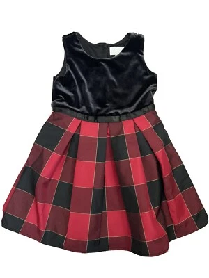 Vestido de terciopelo navideño The Children’s Place a cuadros 5T Foto 1 de 4