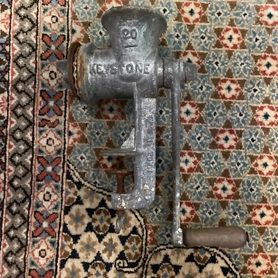 Vintage Keystone Meat Grinder No 20 Hand Crank Table Mount - Image 1 of 4