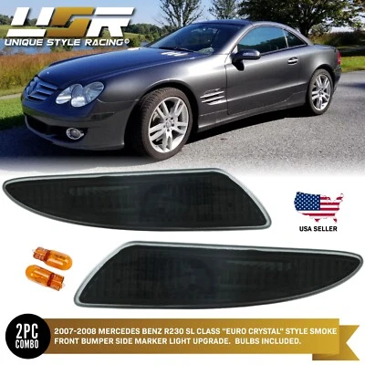 Smoke Front Bumper Side Marker Lights For 2007-2008 Mercedes Benz R230 SL Class - Image 1 of 4