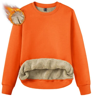 Mujeres Sherpa Forrado Sudaderas Informales Térmicas Pullover Manga Larga Invierno Camisa Foto 1 de 4