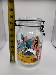 Vintage Disney Mickey Mouse Hermetic Glass Jar w/Latch Goodies Anchor Hocking 8" - Picture 1 of 8