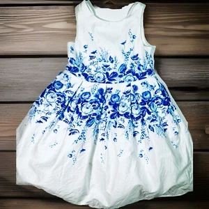 Janie & Jack Blau Rose Blumen Tee Party Kleid Weihnachten Urlaub 5 - Bild 1 von 9