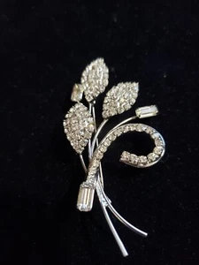 Broche vintage de diamantes de imitación de cristal austriaco de 2,5" años 50 - Imagen 1 de 3