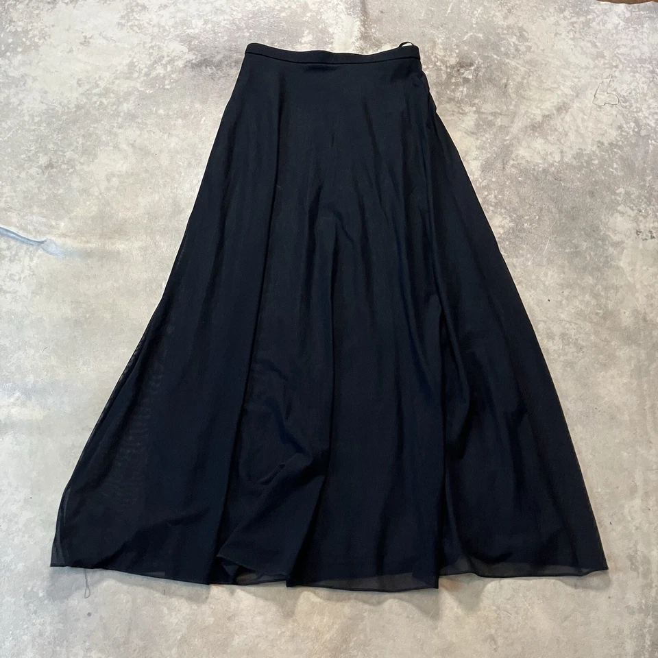 Falda Tadashi Shoji para mujer 14 negra maxi vintage forrada malla superpuesta EE. UU. Foto 1 de 4