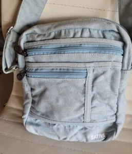 SATIVA by Arrogance London Crossbody Cotton Bag-Small-Skyblue,9"×9" seven pocket - Picture 1 of 12