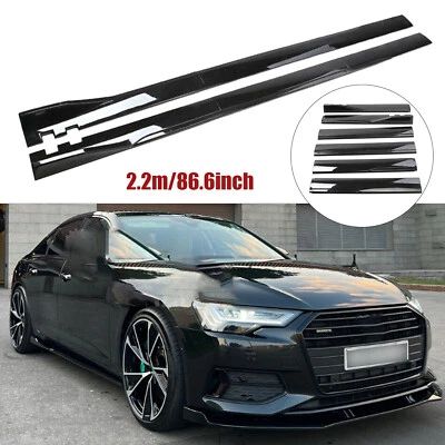 For Audi Quattro Glossy Black 86.6inch Side Skirt Extensions Rocker Lip Splitter Foto 1 de 4