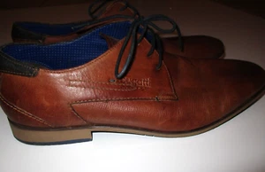 BUGATTI GERMAN DESIGNER STRONG BROWN LEATHER SHOES 10 EUR 44 VGC $200 - Picture 1 of 5