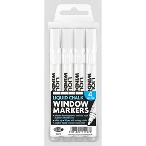 White Liquid Chalk Window Marker Pens for Glass, Chalkboard & Blackboards 4 Pack - Picture 1 of 1