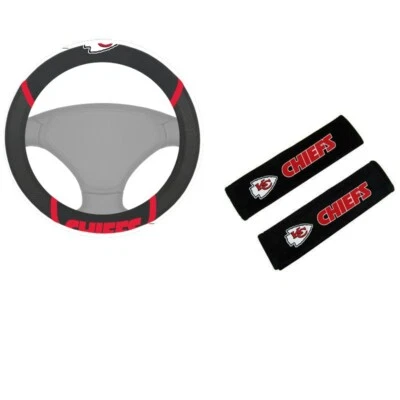 Nuevo NFL Kansas City Chiefs Coche Camión Volante Cubierta Cinturón de Seguridad Cubiertas Almohadillas Foto 1 de 2