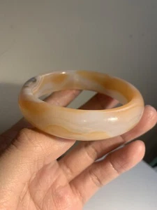 56.9mm  Natural Carnelian Cuff Bangle /Sardonyx Agate Bangle - Picture 1 of 11