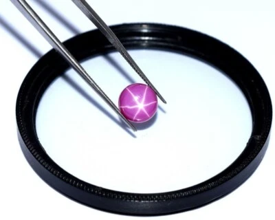 8 Ct New Product Round Cut Pink Star Ruby 6 Rays Gemstone 8x5mm Certified DD - Image 1 of 4