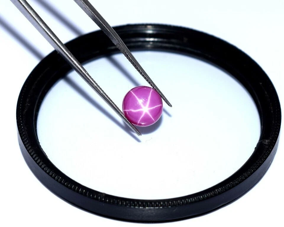 8 Ct New Product Round Cut Pink Star Ruby 6 Rays Gemstone 8x5mm Certified DD - Image 1 of 4