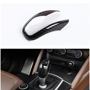 1x For Alfa Romeo Stelvio 2017-2022 Gear Knob Head Cover ABS Carbon Fiber Frame - Picture 1 of 2