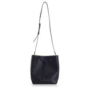 BRUNELLO CUCINELLI 3300$ Duo Small Bucket Bag - Black Leather, Shearling Lining - Picture 1 of 14