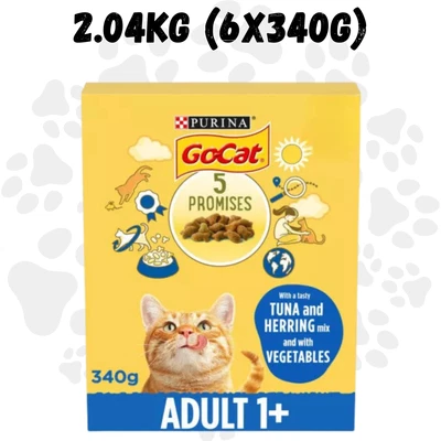 PURINA Go-Cat Herring & Tuna Dry Cat Food - 2.04 kg | 6x340g - Complete Nutrition