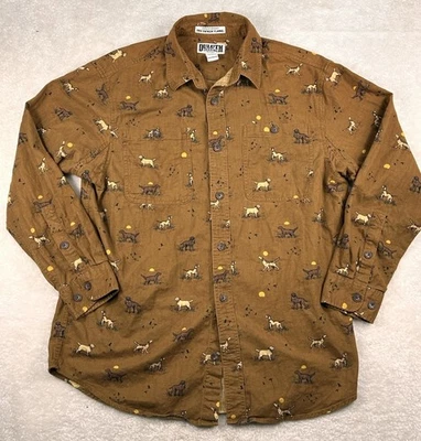 Duluth Trading Co. Free Swingin Flannel Shirt Men’s L/G Brown Dog All Over Print - Image 1 of 4