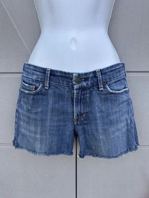 Citizens of Humanity Faye Cut-Off Short Blue Denim Frayed Low Rise Festival 28 - Image 1 of 4