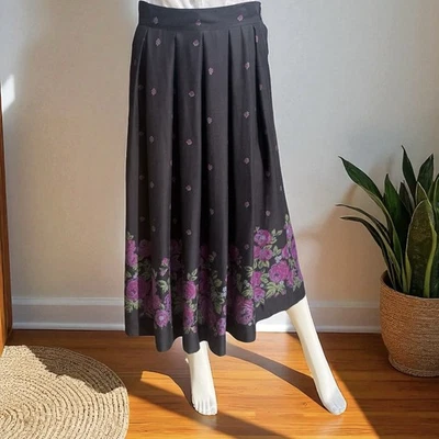 Falda midi clásica femenina 100 % rayón floral vintage años 90 JONES NEW YORK talla 12 Foto 1 de 4