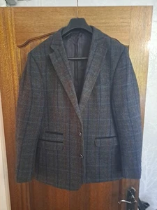 Blazer Herbie Frog Para Hombres Tela Luna Tweed Cuadros Chaqueta Talla 44 Lana Azul - Imagen 1 de 15