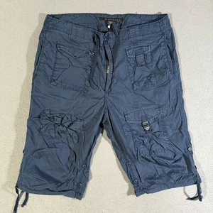 Sean John Cargo Shorts 36 Navy Blue Streetwear Military Paratrooper Baggy Y2K - Picture 1 of 6