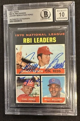 Johnny Bench/Tony Perez Signed 1971 Topps #64 BGS Authentic 10 Auto Reds - Image 1 of 2