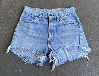 De colección Años 70 Levi’s Naranja Tab SEXY High Rise Distressed Cut Offs. Talon 42.28” Foto 1 de 4