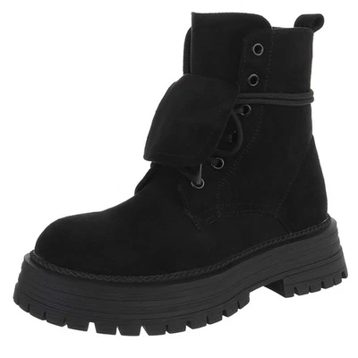 Damen Schnürschuhe mit Lochschnürung Ital-Design 7628 in Schwarz