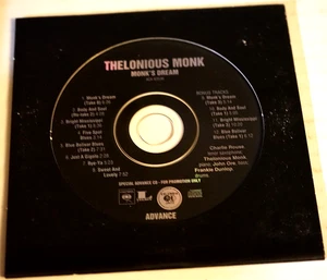Thelonious Monk Monk Promotional Cd Rare Htf Vg+ USA Jazz Blues - Picture 1 of 3