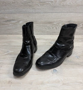 Florsheim Herren Schwarz Leder Seitlicher Reißverschluss Beatle Mod Elegant Stiefel 9 EEE - Bild 1 von 7