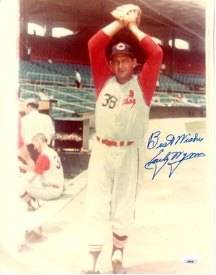 Early Wynn Autographed 11X14 Photo Cleveland Indians Corner Damage JSA AH03481 - Image 1 of 4