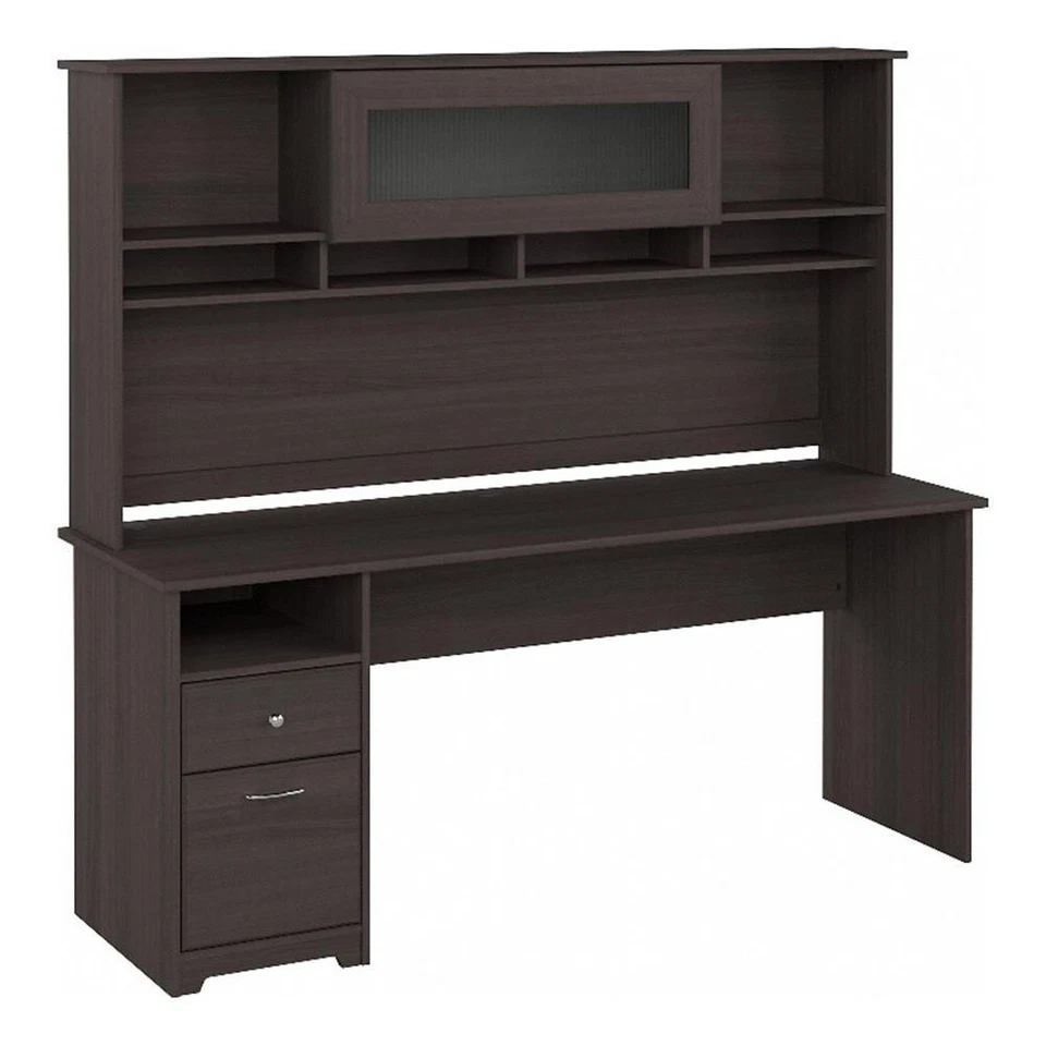 Cabot 72W Computer Desk with Hutch in Heather Gray - Engineered Wood - Image 1 of 4