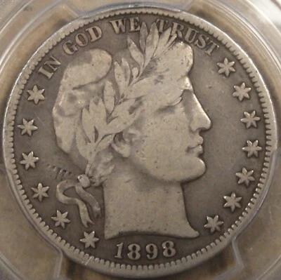 1898-O Barber Half Dollar 50c PCGS Certified VG10 I Grade F12 - Image 1 of 4