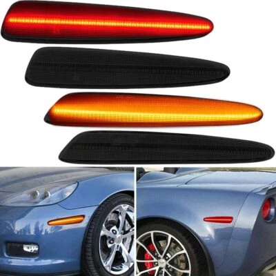 4x Smoke LED Side Marker Lights For 05-13 Chevy Corvette C6 Z06 Base Grand Sport - Image 1 of 4