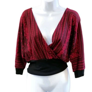 Red by Marc Ecko Red Black 3/4 Sleeve V Neck Plunge Kimono Sweater Womens Sz S - Picture 1 of 6