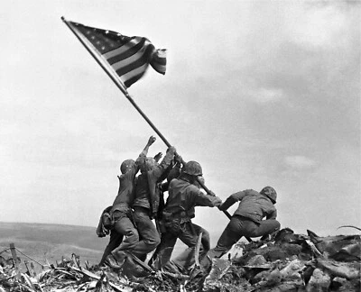 Impresión fotográfica 8X10 RAISING THE FLAG On IWO Jima EE. UU. estrellas y rayas W013 Foto 1 de 3
