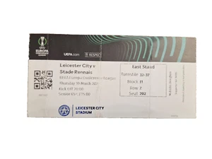TICKET STUB-LEICESTER CITY V STADE RENNAIS- EUROPA CONFERENCE LEAGUE- MARCH 2022 - Picture 1 of 1
