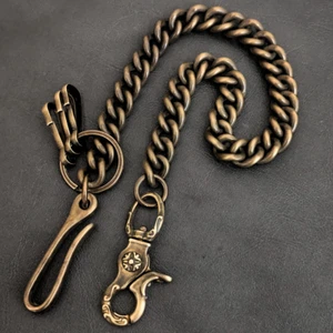 Heavy duty Solid brass Wallet chain Vintage finish Handmade in Japan GWGＭ - Picture 1 of 9