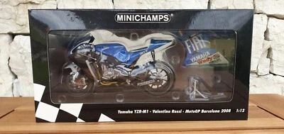 MINICHAMPS 1:12 Valentino ROSSI YAMAHA YZR M1 Barcelona 2008 RARE Promo Version - Immagine 1 di 4