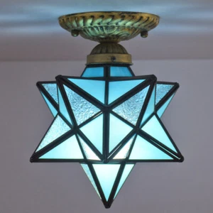 Antique 30cm Moravian Star Pendant Light Metal Glass Shade Lamp Ceiling Lights - Picture 1 of 3