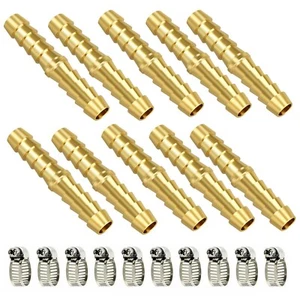10 piezas - 1/4" manguera barra reparadora unión empalmadora latón montaje gas combustible agua - Imagen 1 de 1