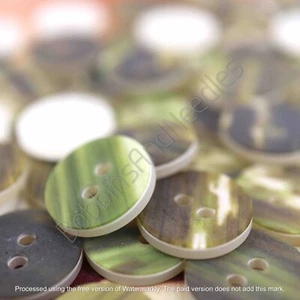 Set of 20 Casein Buttons Ø 13mm Marbled Earthy Green Vintage Casein Buttons - Picture 1 of 7