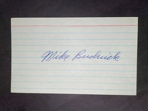 1946 GIANTS: Mike Budnick, SIGNED 3x5 (JS), D.1999