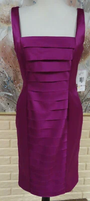 NUEVO CON ETIQUETAS VESTIDO VAINA EVAN PICONE COLOR MORA ELÁSTICO SIN MANGAS CENTRO ESCALONADO Foto 1 de 4